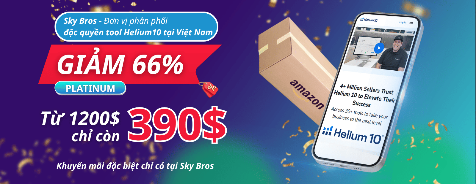 Helium 10 giảm giá 66%
