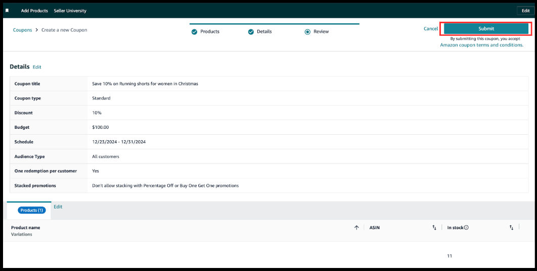 Cách Tạo Amazon Coupon Code Trên Seller Central