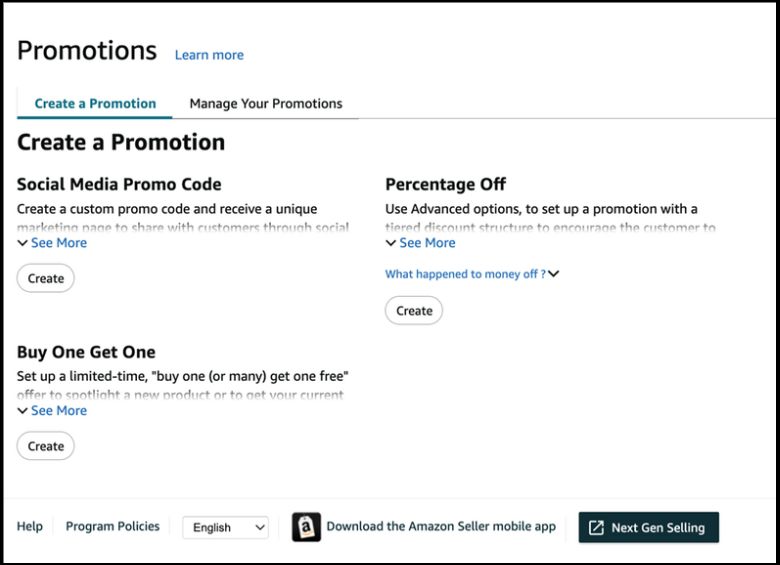 Các Bước Để Tạo Amazon Promotion Code