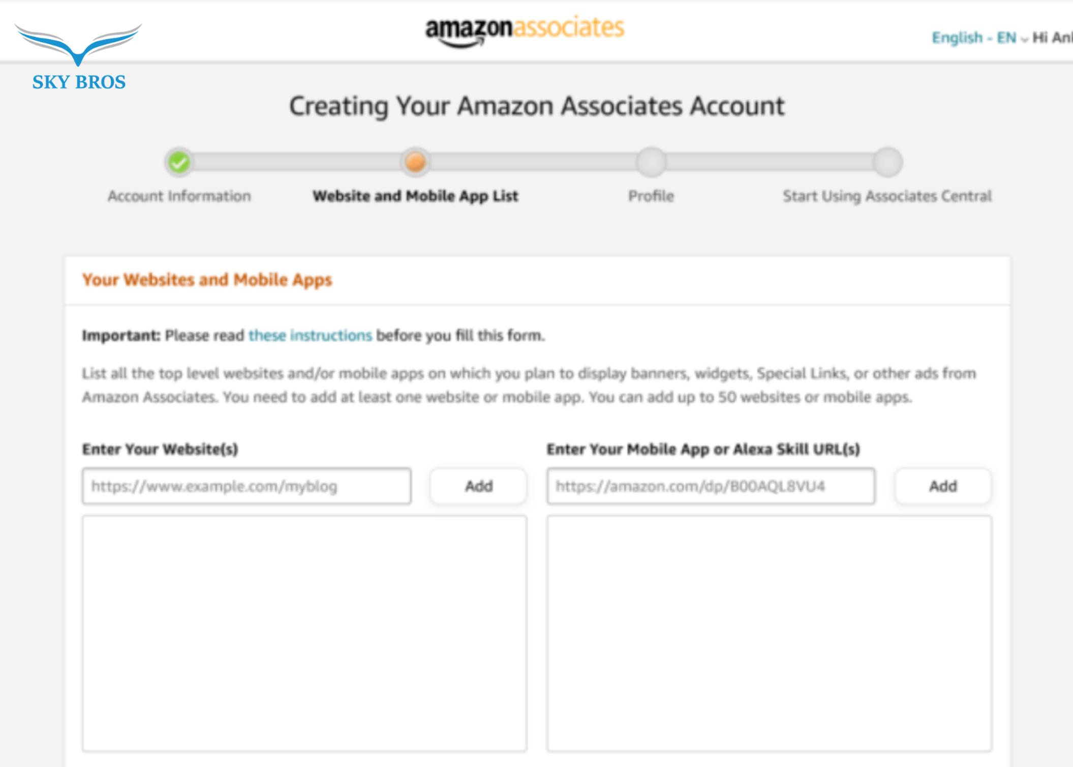 đăng ký Amazon Affiliate