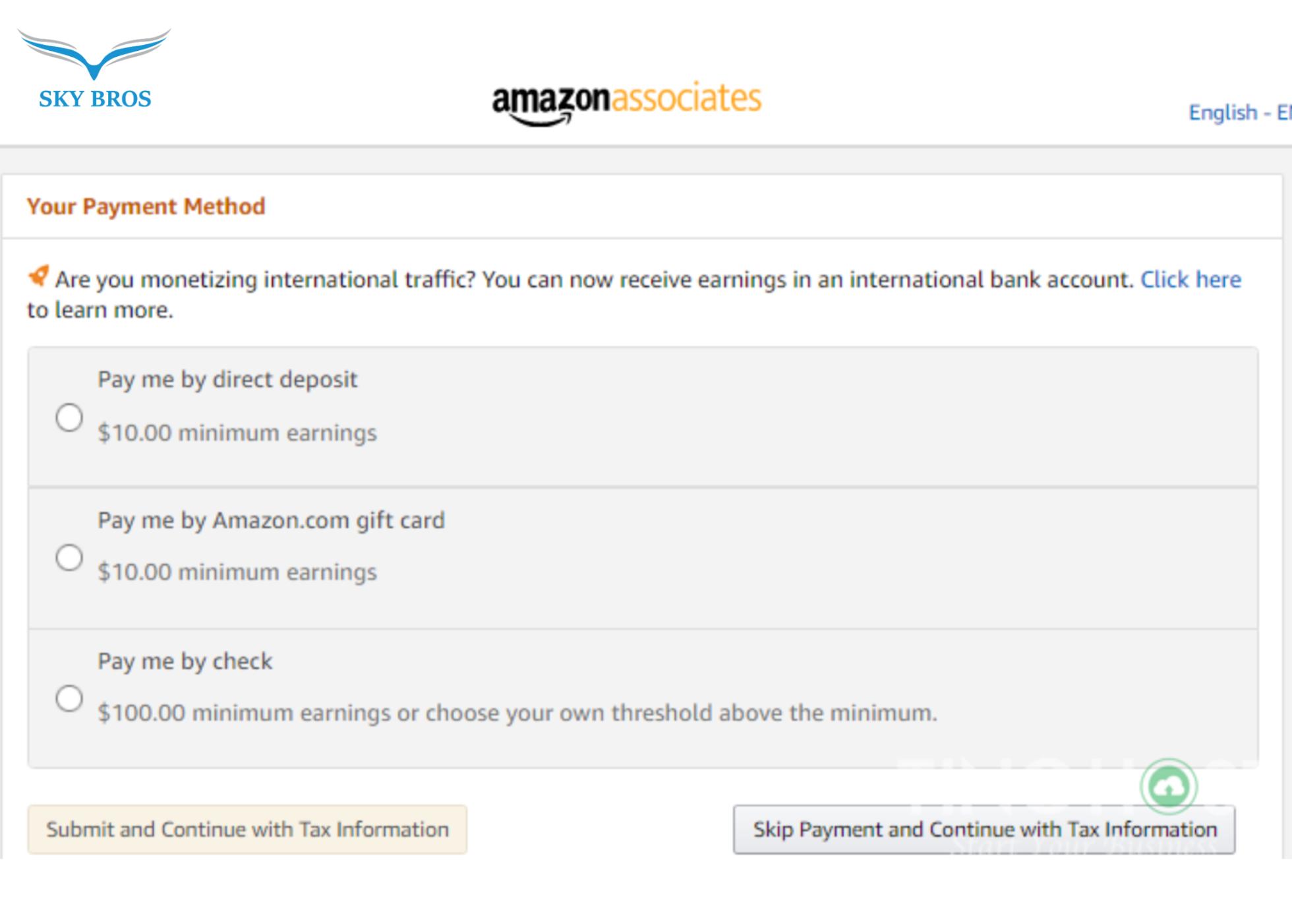 đăng ký Amazon Affiliate