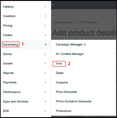 vào trang menu của amazon