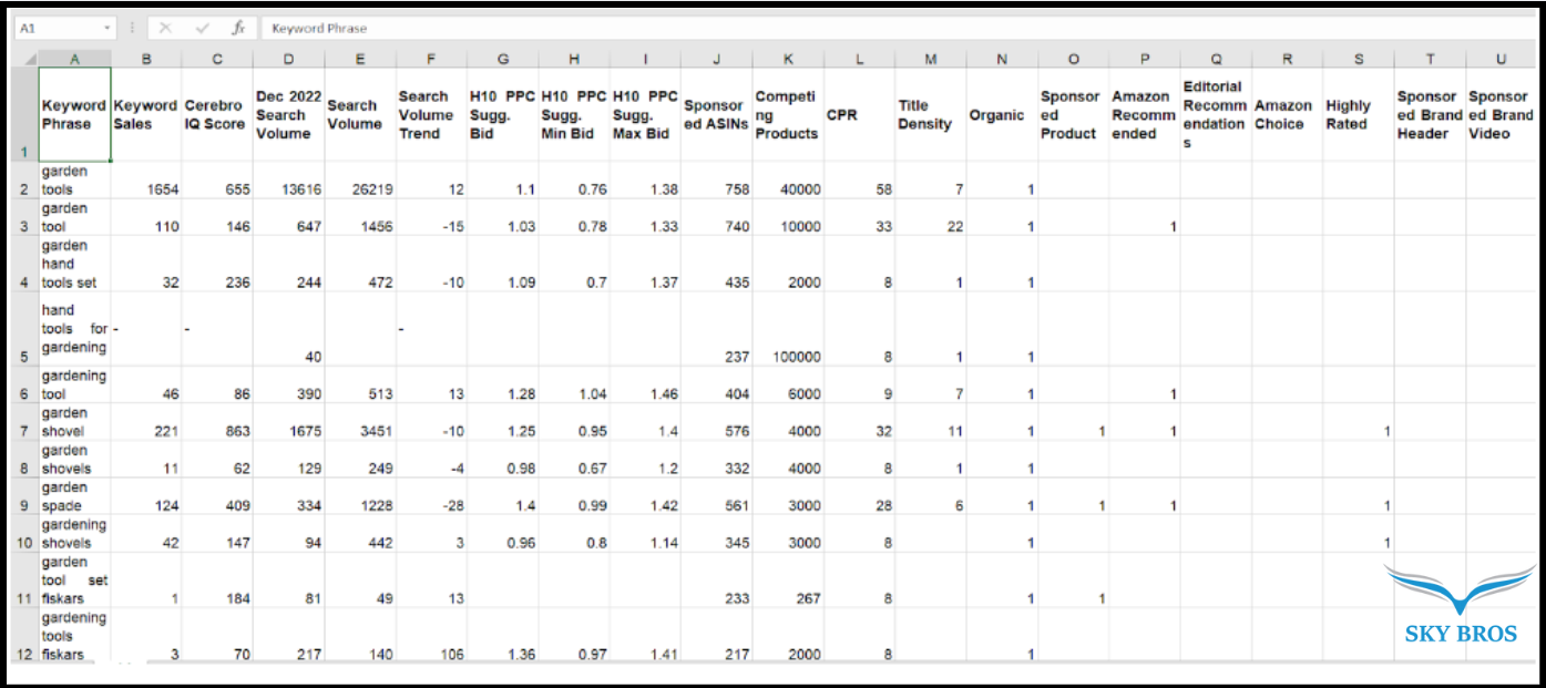 giao diện helium 10 cerebro