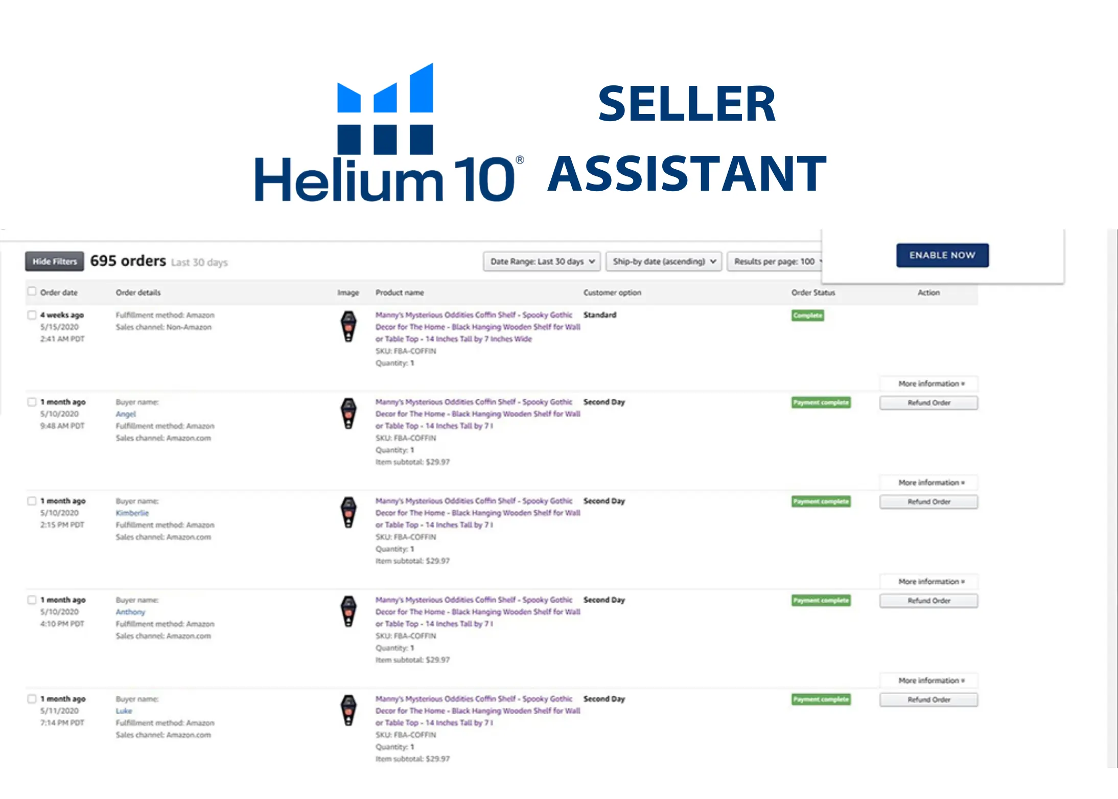 Giao diện Helium 10 Seller Assistant