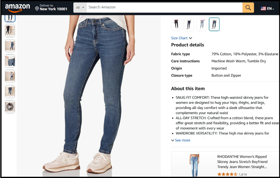 chi tiết sản phẩm trên trang amazon